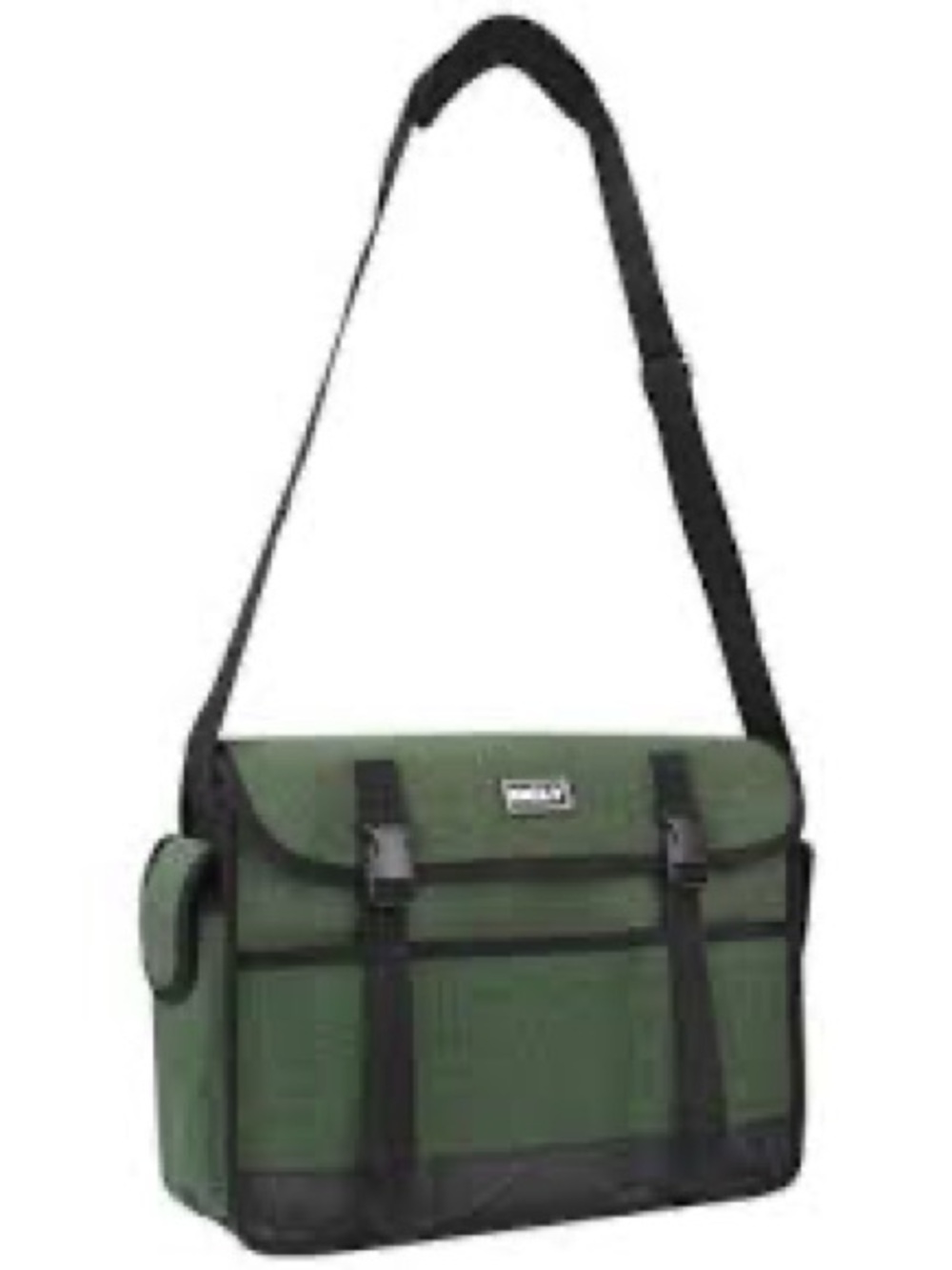 Incly Dark Green Canvas Messenger Bag with Black Trim